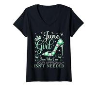 Mujer June Girl Soy Quien Soy Tu aprobación no es necesaria Camiseta Cuello V