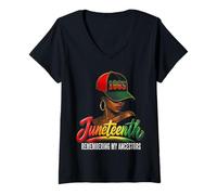 Mujer Juneteenth 1865 Remembering My Ancestors Black Women Camiseta Cuello V