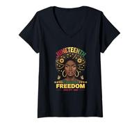 Mujer Juneteenth arraigado en la Libertad Junio de 1865 Black History Women's Camiseta Cuello V