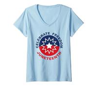 Mujer Juneteenth Celebra Juneteenth Libertad Camiseta Cuello V
