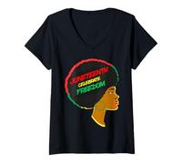 Mujer Juneteenth Celebra la Libertad Black Girl Magic Melanina Mujer Camiseta Cuello V