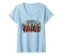 Mujer Juneteenth Celebrate Freedom African American Family Camiseta Cuello V