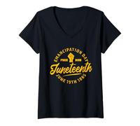 Mujer Juneteenth Día de la Emancipación Camiseta Cuello V