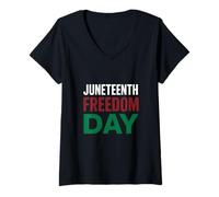Mujer Juneteenth Día de la Libertad 1865 Historia afroamericana negra Camiseta Cuello V