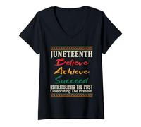 Mujer Juneteenth es mi Día de la Independencia creo lograr el éxito Camiseta Cuello V