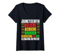 Mujer Juneteenth es mi Día de la Independencia creo lograr el éxito Camiseta Cuello V
