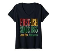 Mujer Juneteenth Free-ish Since 1865 Freedom Day Camiseta Cuello V