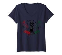 Mujer Juneteenth Freedom Day Emancipation Fist Camiseta Cuello V