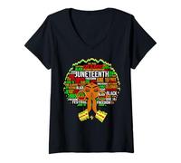 Mujer Juneteenth Fun Black History Month Melanina Mujeres Sista Queen Camiseta Cuello V