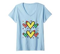Mujer Juneteenth Graphic For Black Women Red Yellow Green Heart Camiseta Cuello V