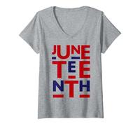 Mujer Juneteenth Is My Independence Day 1865 4 de Julio 4 Bandera de Estados Unidos Camiseta Cuello V