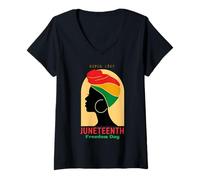 Mujer Juneteenth para mujer celebra a las mujeres negras afroamericanas Camiseta Cuello V