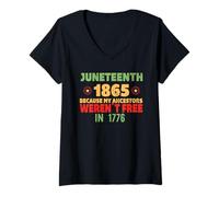 Mujer JUNETEENTH Porque mis antepasados no Eran Libres en 1776 Meme Camiseta Cuello V