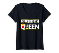 Mujer Juneteenth Queen Black Girl Magic Melanina Poppin Girl Power Camiseta Cuello V