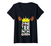 Mujer Juneteenth Queen Black Girl Magic Melanina Poppin Girl Power Camiseta Cuello V