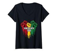 Mujer Juneteenth Recordando a mis antepasados Mujeres Negras Juneteenth Camiseta Cuello V