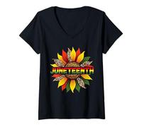 Mujer Juneteenth Sunflower Freeish Desde 1865 Mujeres Negras Africanas Camiseta Cuello V