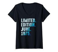 Mujer Junio 1975 Año 1975 Retro 1975 Vintage Edición Limitada Camiseta Cuello V