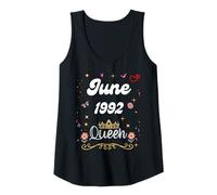 Mujer Junio 1992 Reina Desde Junio 1992 Cumpleaños Niña Mujer Camiseta sin Mangas