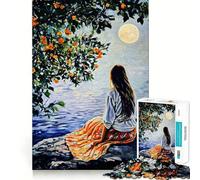 Mujer Junto al Lago Rompecabezas de 1000 Piezas Diversión para ejercitar la Mente Piezas de Ajuste preciso Un pasatiempo Fascinante para los Momentos de Ocio (38x26cm)