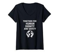 Mujer Juntos por la dignidad Humana y la Seguridad | Regalo del Día de los Derechos Humanos Camiseta Cuello V