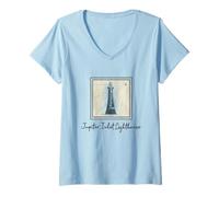 Mujer Jupiter Inlet Lighthouse Florida Historia náutica marítima Camiseta Cuello V