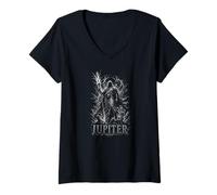 Mujer Júpiter Roman God Thunder en Storm Lightning Power Camiseta Cuello V