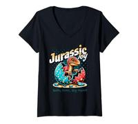Mujer Jurassic Joy Baby Dinosaur Big Heart Cute Dino Art Camiseta Cuello V