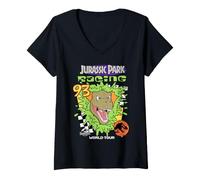Mujer Jurassic Park Racing World Tour 93 Camiseta Cuello V