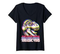 Mujer Jurassic Vibes - dinosaurio con estilo prehistoria humor retro Camiseta Cuello V