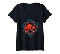 Mujer Jurassic World Jurassic Christmas Crew Mom Camiseta Cuello V