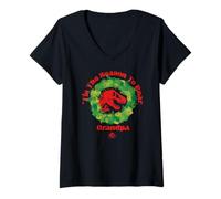 Mujer Jurassic World Tis The Season To Roar Grandpa Camiseta Cuello V