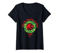 Mujer Jurassic World Tis The Season To Roar Teen Camiseta Cuello V
