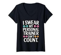 Mujer Juro Que mi Entrenador Personal no Puede Contar Camiseta Cuello V