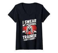 Mujer Juro Que mi Entrenador Personal no Puede Contar el Gimnasio Camiseta Cuello V