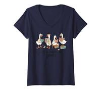 Mujer Just a Bookish Goose Cute Reading Aesthetic Camiseta Cuello V