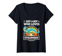 Mujer Just A Boy Who Loves Hypsilophodon Dinosaur Prehistoric Camiseta Cuello V