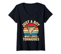 Mujer Just A Boy Who Loves Tornadoes Camiseta Cuello V
