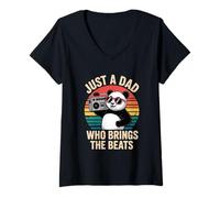 Mujer Just A Dad Who Bring The Beats Father's Day Camiseta Cuello V
