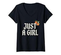Mujer Just A Girl Gothic Typography Design Camiseta Cuello V