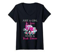 Mujer Just A Girl In Love with A Truck Driver Partner Camiseta Cuello V