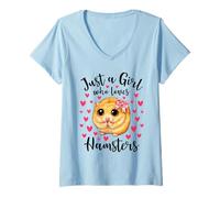 Mujer Just a Girl Who Love Hamsters Cute Innocent Hamster Mom Camiseta Cuello V