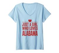 Mujer Just A Girl Who Loves Alabama, Women's Girls Cute Alabama Camiseta Cuello V