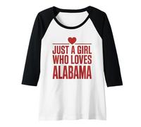 Mujer Just A Girl Who Loves Alabama, Women's Girls Cute Alabama Camiseta Manga Raglan