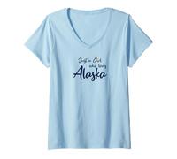 Mujer Just a Girl Who Loves Alaska Cute Alaska Girl Camiseta Cuello V