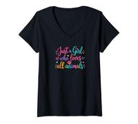 Mujer Just A Girl Who Loves All Animals Cute Animal Lover Camiseta Cuello V
