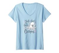 Mujer Just a Girl Who Loves an Octopus Cute Octopus Camiseta Cuello V
