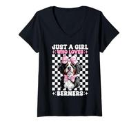 Mujer Just a Girl Who Loves Bernese Mountain Dog Coquette Camiseta Cuello V