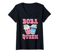 Mujer Just A Girl Who Loves Bubble Tea Boba Queen Boba Tea Camiseta Cuello V