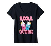 Mujer Just A Girl Who Loves Bubble Tea Boba Queen Boba Tea Camiseta Cuello V